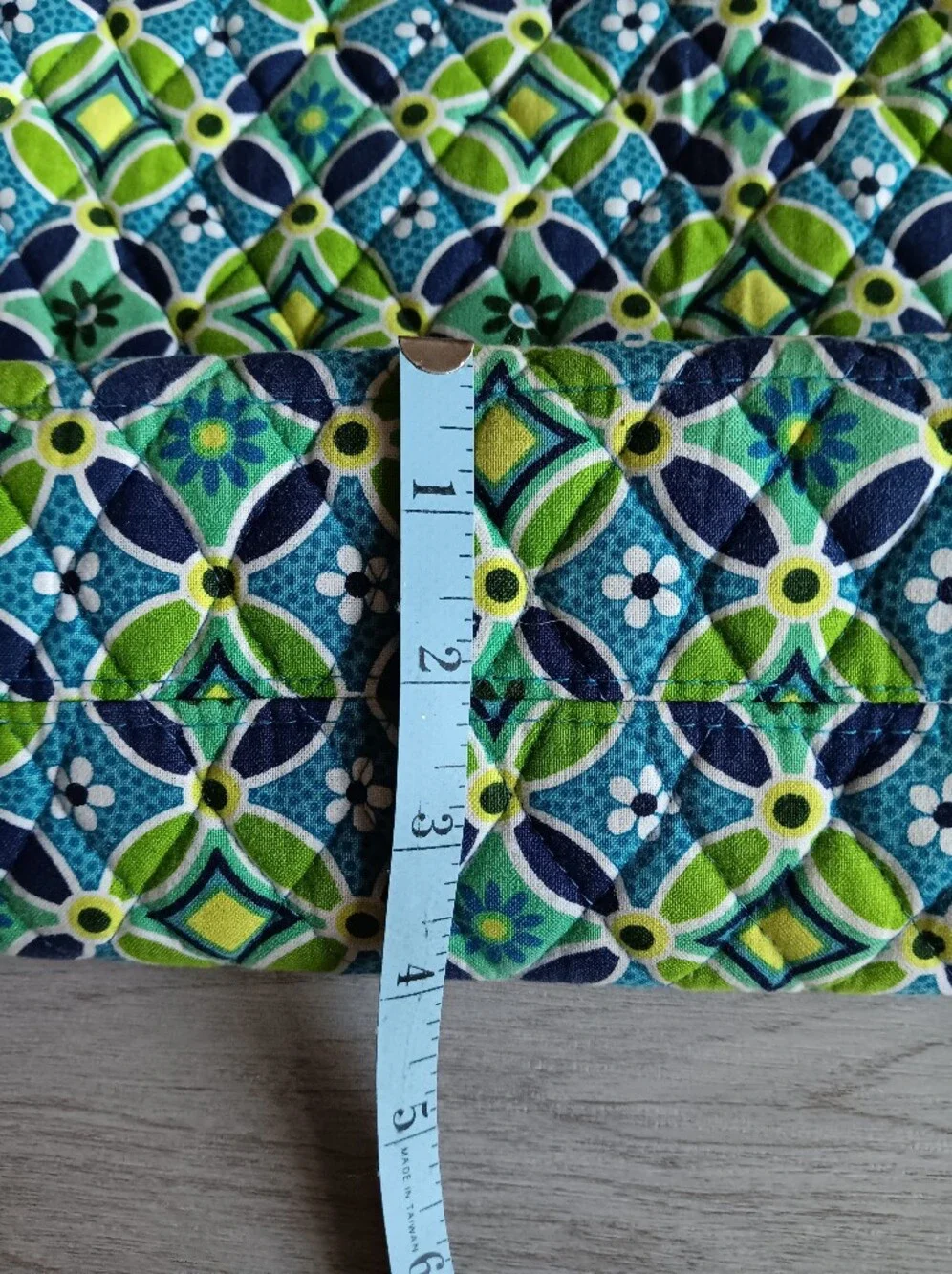 Vera Bradley Daisy Daisy Geometric Floral Tote Bag Double Handle Green Blue 13
